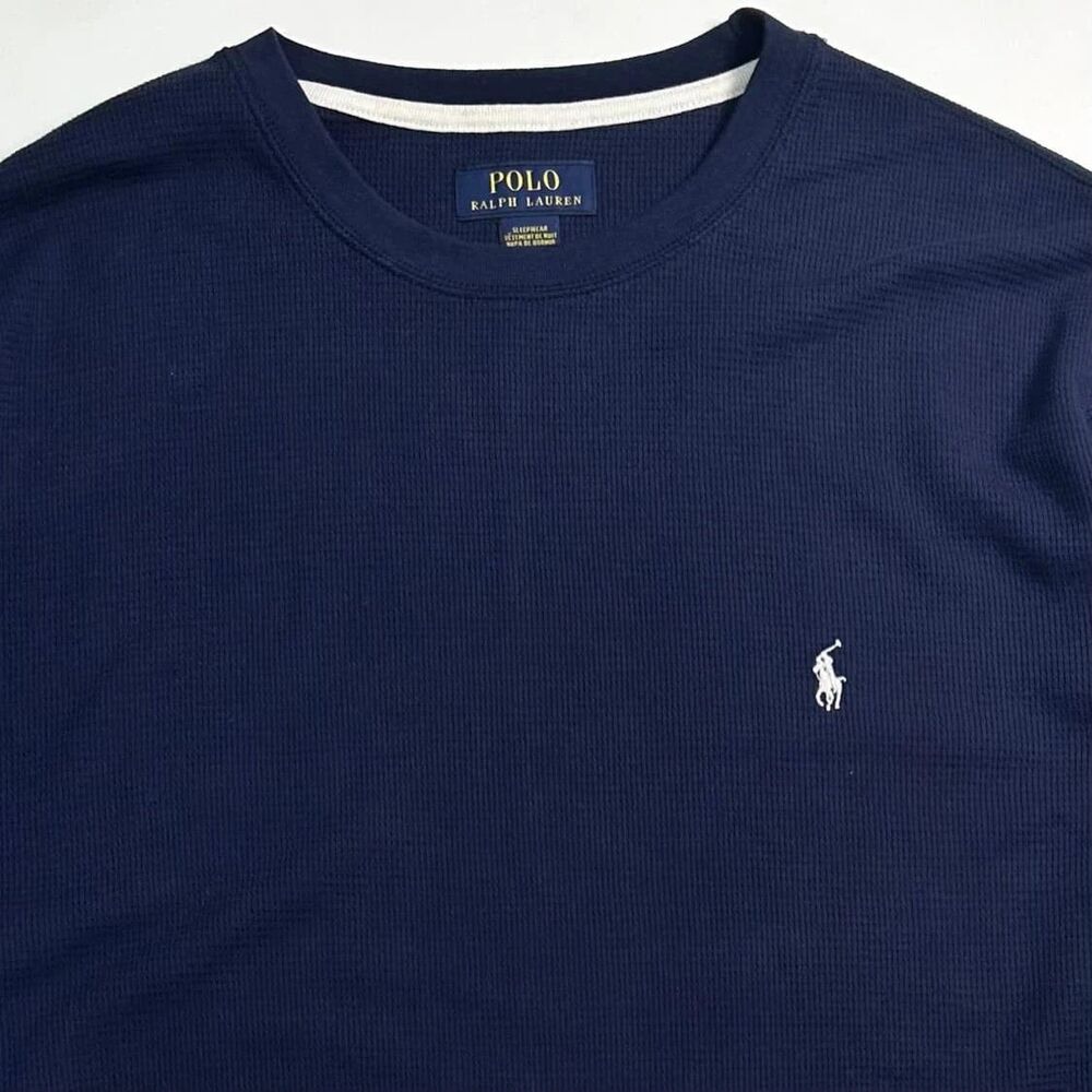NWT Polo Ralph Lauren Men's Small Navy Thermal Waffle Knit Shirt White Pony